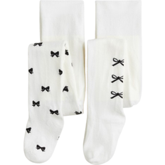 H&M Fine-Knit Tights 2-pack - White/Bows (0619739162)