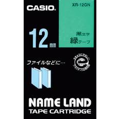 Genuine Label Writer Nameland Tape 12mm Black Letters On Green Background