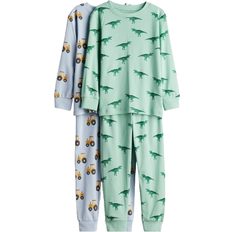 H&M Printed Cotton Pyjamas 2-pack - Light Blue/Patterned (1234970003)