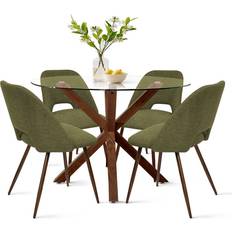 Polyester Dining Sets Wade Logan Aunnika Green/Clear Dining Set 39.4" 5pcs