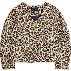 Brown - Women Outerwear River Island Women's Leopard Print Sculpted Jacket - Brown