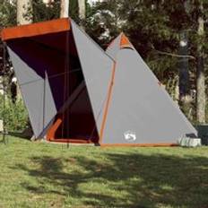 Berkfield Home Family Tent Tipi 6-Person Grey Waterproof