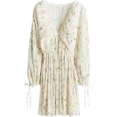 Damen - S Kleider H&M Plissé Dress - Cream/Floral