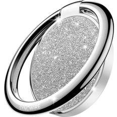 Syncwire Cell Phone Ring Holder Stand, Bling Bling Finger Ring Kickstand 360 Rotation Sparkle Phone Grip for Magnetic Car Mount Compatible with iPhone,Samsung,Pixel, All Smartphones Glitter Silver
