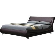 Beds & Mattresses Comfy Living 5Ft Kingsize Italian Designer Faux Leather Bed Frame In Brown