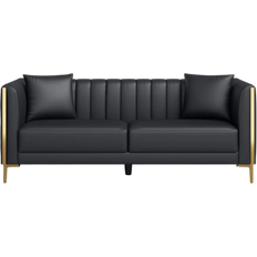 Willa Arlo Interiors Dreiling Black Sofa 77.6" 3 Seater