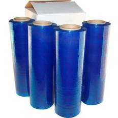 Stretch Films Global Industrial Hand Stretch Wrap Film, Cast, 18" x 1500' 80 Gauge, Blue Tint Pkg Qty 4