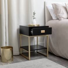 Pink Bedside Tables Fairmont Park One Drawer Elle Pink Range Black 57.5cm H x 40cm W x 40cm D Bedside Table