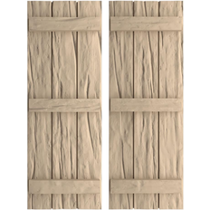 Windows Ekena Millwork Rustic Three Board Joined Board-n-Batten Faux Wood Shutters 70.0 H x 16.0 W x 1.0 D in Brown Timber Window Shutter
