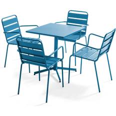 Metal Juegos de comedor de patio Oviala Business Set aus Gartentisch und 4 Sesseln aus Metall Essgruppe