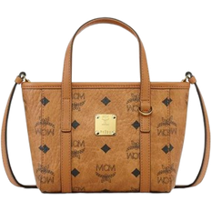 MCM Toni Top Zip Shopper In Visetos X Mini - Cognac