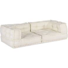 Modulära Pallar vidaXL Modulärt Puffkrämfärgat Tyg 140 x 70 x 36 Sittpuff