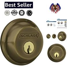 Schlage Elegant Keyed Deadbolt Antique Brass