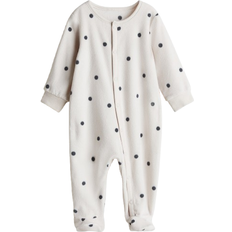 Babyer Nattøy H&M Baby Fleece Pajama Jumpsuit - White/Spotted (1173315005)