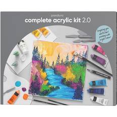 Panduro s Komplette Akrylkit 2.0 24 Tuber Maling A 30 Ml 2 Lærreder 5 Pensler + Tilbehør