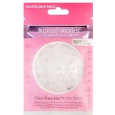 Brushworks Clear Flexi Elastic Hair Bands x100