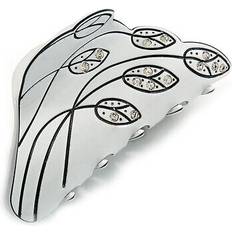 Avalaya Medium White Black Floral Motif Acrylic Hair Claw 9cm