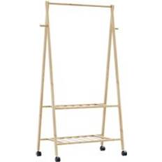 VidaXL Klädhängare vidaXL Klädställ Med Hyllor Och Hjul 96 x 45,5 x 155,5 cm Bambu Klädhängare