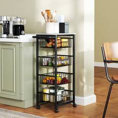 Homcom Grey Trolley Tables Homcom 4-Tier Kitchen Island on Wheels with 4 Pull-Out Baskets Trolley Table