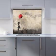 Red Splash Guards Warren Reed Girl with Red Balloon Kitchen Splashback 900mm x 650mm Splash Guard