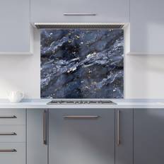 Splash Guards Warren Reed Deep Ocean Blue Quartz Effect Glass Kitchen Splashback 75 x 90 cm Splash Guard