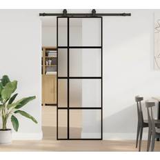 Svart Skjutdörrar vidaXL Med Beslag Svart 76x205 cm Härdat Glas Skjutdörr Klarglas (x)