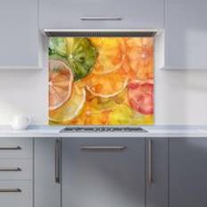 White Splash Guards Warren Reed Citrus Swirl Vibrant Abstract Kitchen Splashback 900mm x 650mm Splash Guard