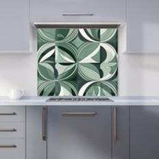 Black Splash Guards Warren Reed Geometric Green Black Kitchen Splashback W700mm x H750mm Splash Guard