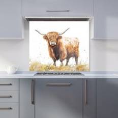Warren Reed Watercolour Highland Cow Kitchen Splashback 900mm x 750mm Splash Guard