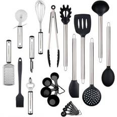 HOD Health & Home Cooking Utensil Set Heat Resistant Silicone Heads 23 Pcs Black Pack of 1 Kitchen Utensil
