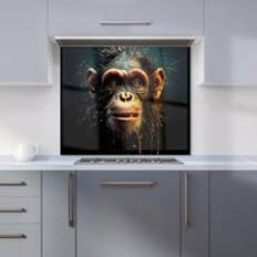 Black Splash Guards Warren Reed Splashart Monkey Face Kitchen Splashback W900mm x H750mm Splash Guard