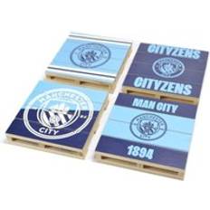 Manchester City FC Pallet Set Pack of 4 Mid Navy One Size Coaster