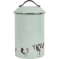 Set of 3 Daisy Farm Round Tea Coffee and Sugar Canisters - Sage Green Kitchen Container