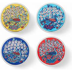 Ceramic Coasters Cuda Ceramic Coasters Set of 4 Peacock 10 cm Coaster