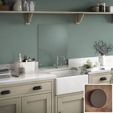 Grey Splash Guards Laura Ashley Clear Glass Kitchen Splashback with Gunmetal Caps 60 cm Grey Splash Guard