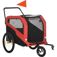 Pawhut 2 In 1 Dog Bike Trailer Pet Stroller For Large Dogs Red