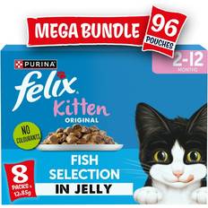 Felix Original Kitten Fish Selection In Jelly Wet Cat Food 96 x 85 g Pack Of 8