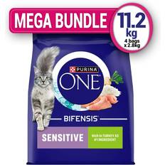 Purina ONE Sensitive Turkey Dry Cat Food 11.2Kg Pack Of 4