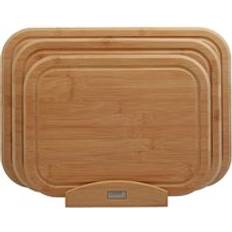 Cooks Professional 3 Piece Bamboo Set With Bamboo Stand Brown Chopping Board