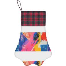 Pets Famgem Paw Christmas Stockings Buffalo Tartan Plaid for Cats Dogs