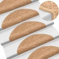 Beige Stair Carpets Berkfield Home Carpet Stair Treads 15 Pcs 56x17x3 cm Beige