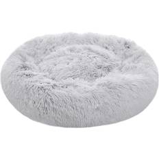 Pets H&O Direct Grey and White Plush Donut Shaped Pet Bed 20 x 50 x 50 cm