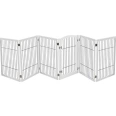 Pets H&O Direct 6 Panel White Freestanding Wooden Foldable Pet Playpen 80 x 335 x 1.8 cm