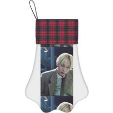 Pets Famgem Paw Christmas Stockings Buffalo Tartan Plaid for Cats Dogs