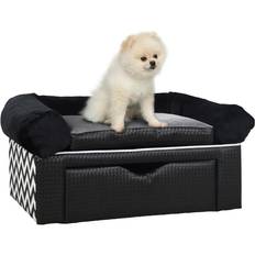 Pets Pawhut Dog Sofa Bed With Storage Drawer Soft Cushion For Small Dogs Black