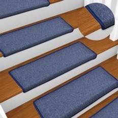 Blue Stair Carpets Berkfield Home Carpet Stair Treads 15 Pcs 65x21x4 cm Blue