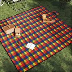 vidaXL Picknickfilt - Vikbar flerfärgad pläd sammet 200 x cm svamp och aluminiumfilm Filt