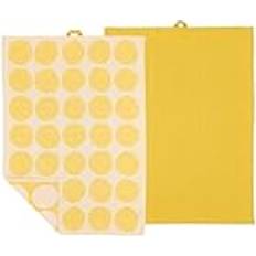 Fyrkantig - OEKO-TEX Handdukar Södahl Bubbles 50 x 70 cm 2 st Kökshandduk Gul (70x50cm)