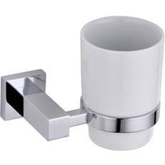 Nes Home Single Wall Mounted Round Tumbler And Holder Chrome