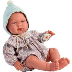 ASI Dukker & Dukkehus ASI Pablo Babydukke 43 cm Pelele Volante Flores Gorro Verde